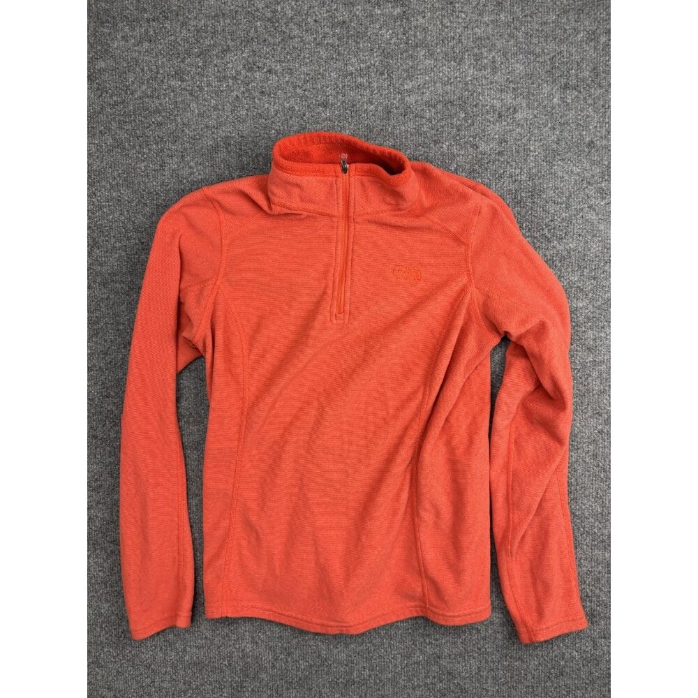 The North Face Pullover Womens Medium Orange 1/4 Zip Mock Neck Fleece Top